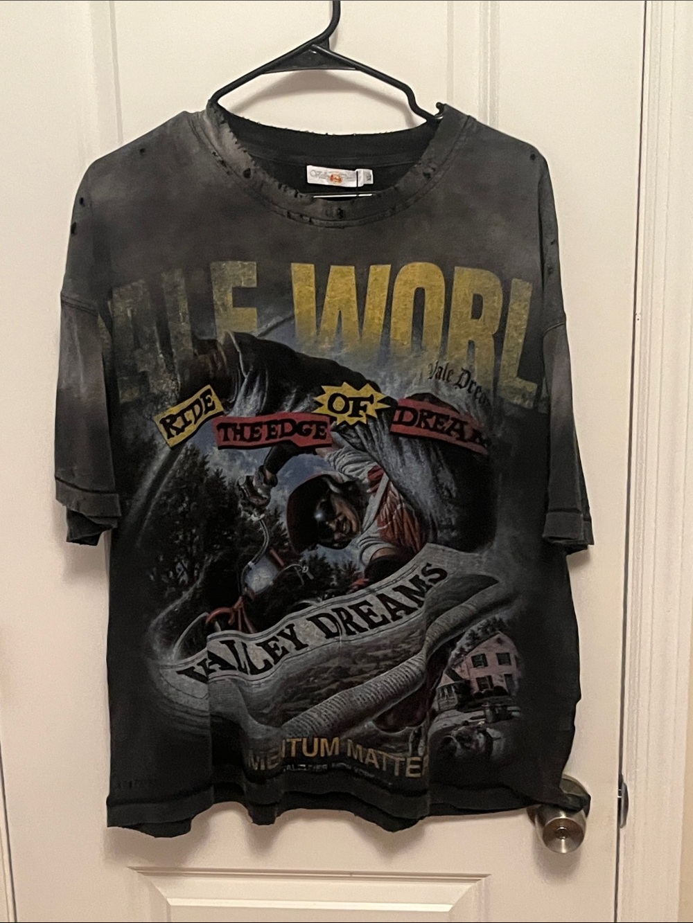 Vale Newspaper Distress Tee NWT!